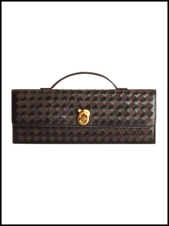 Handbags - Woven Clutch Purses for Women, Leather Evening Clutch, Handmade Woven Shoulder